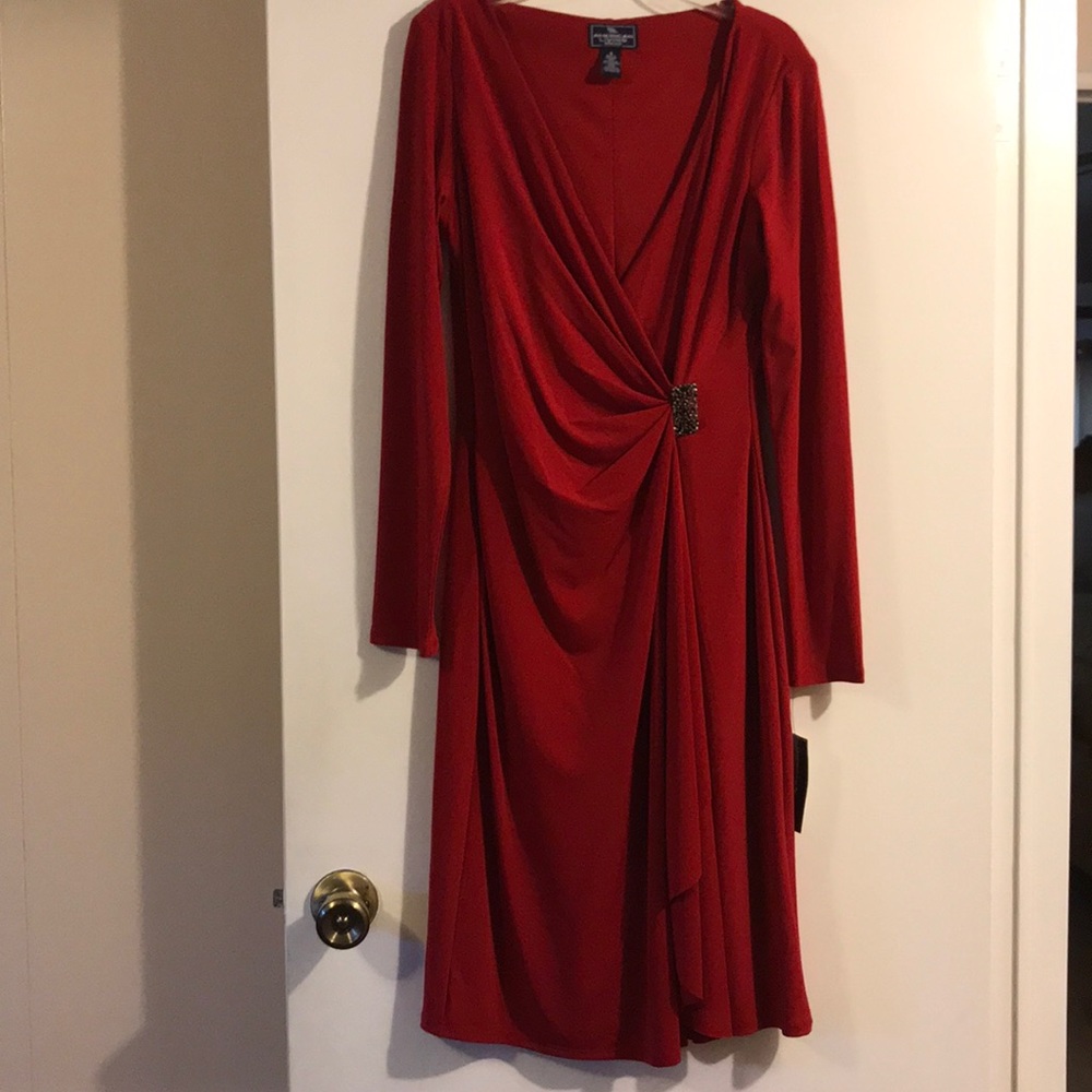 Red cinched dress